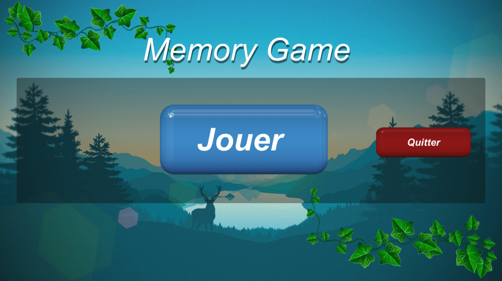 Main menu to start the game