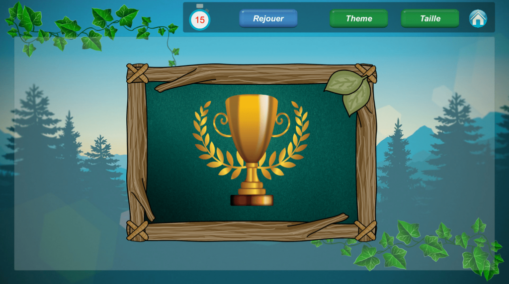 End-of-game victory screen with score display