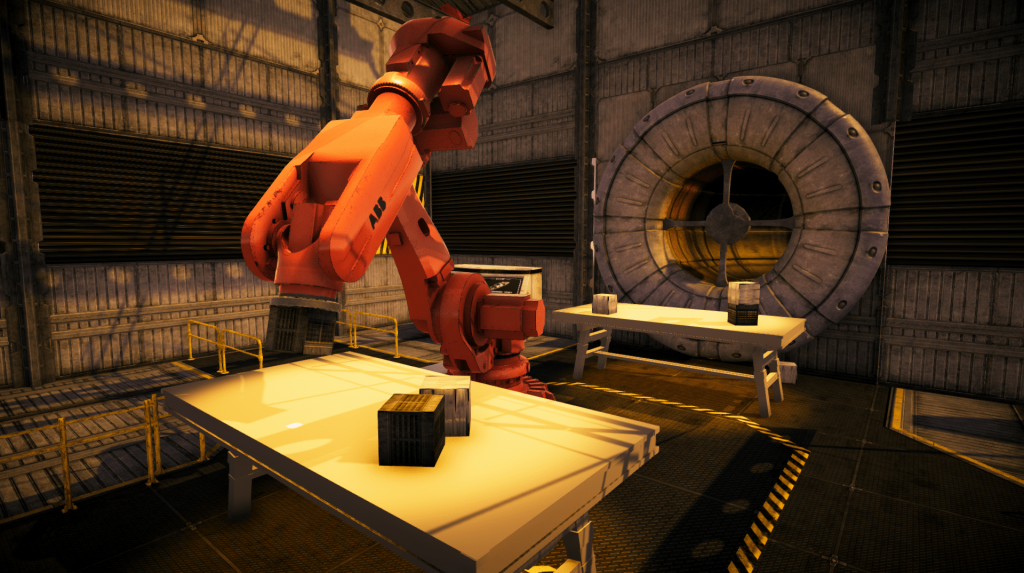 Realistic robotic arm respecting the hinge joints and game physics.