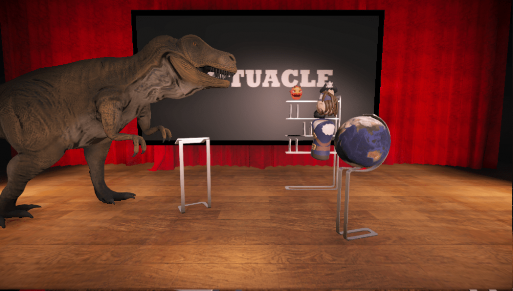 Animation of the dinosaur attacking the actor