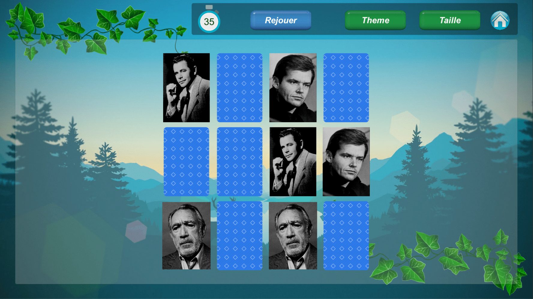 Game screen with "actors" mode in "4x3"