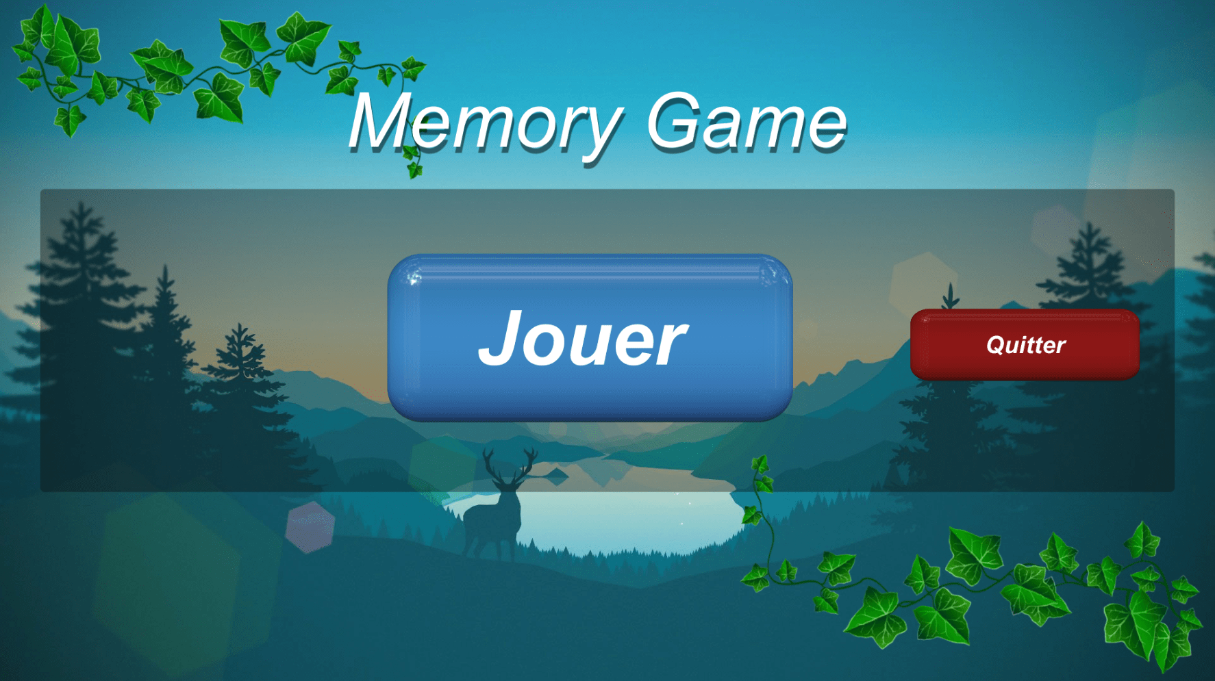 Main menu to start the game