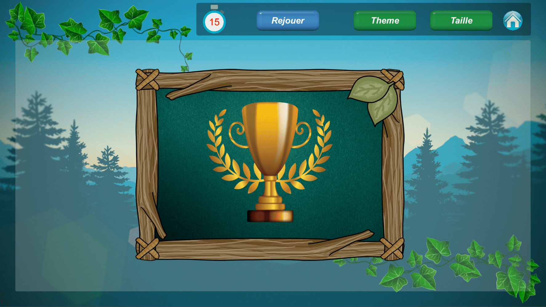 End-of-game victory screen with score display