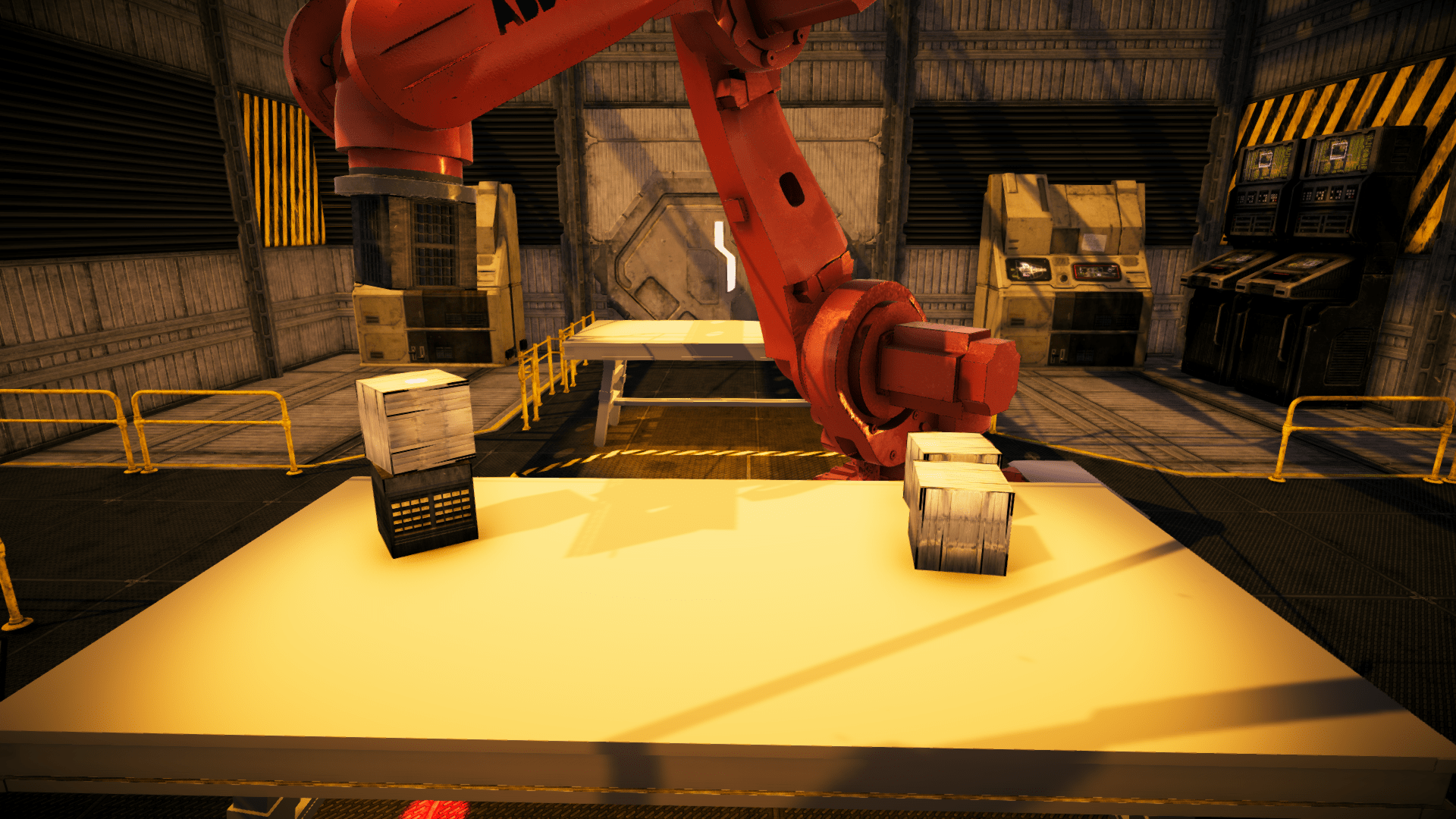 Realistic robotic arm respecting the hinge joints and game physics.