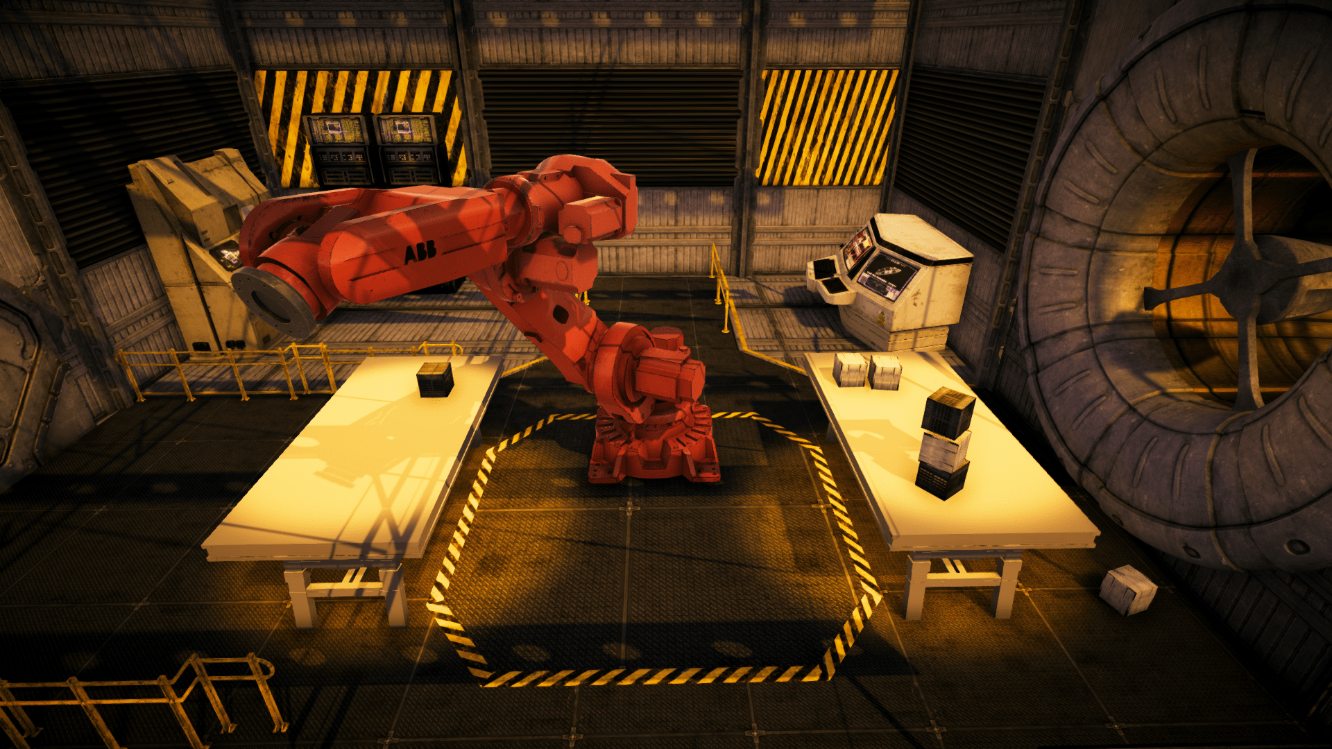 Realistic robotic arm respecting the hinge joints and game physics.