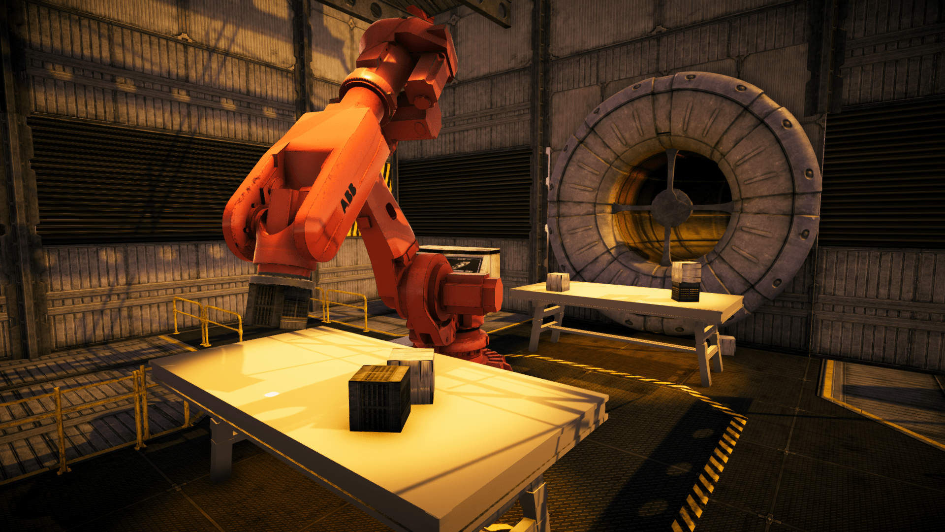 Realistic robotic arm respecting the hinge joints and game physics.