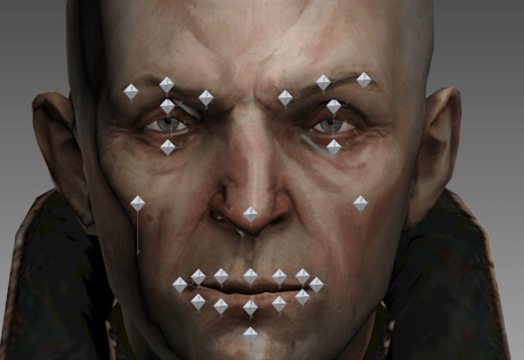 Face rigging of the characters to articulate the words