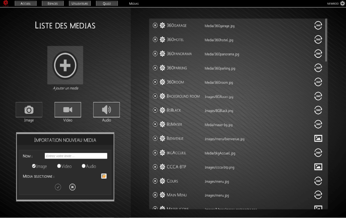 Media creation and addition Panel