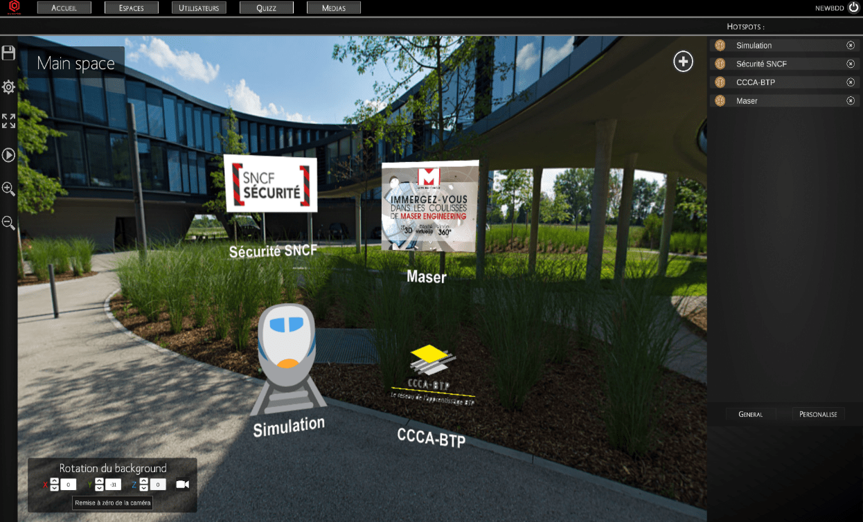 Editing a VR training space using the implemented options