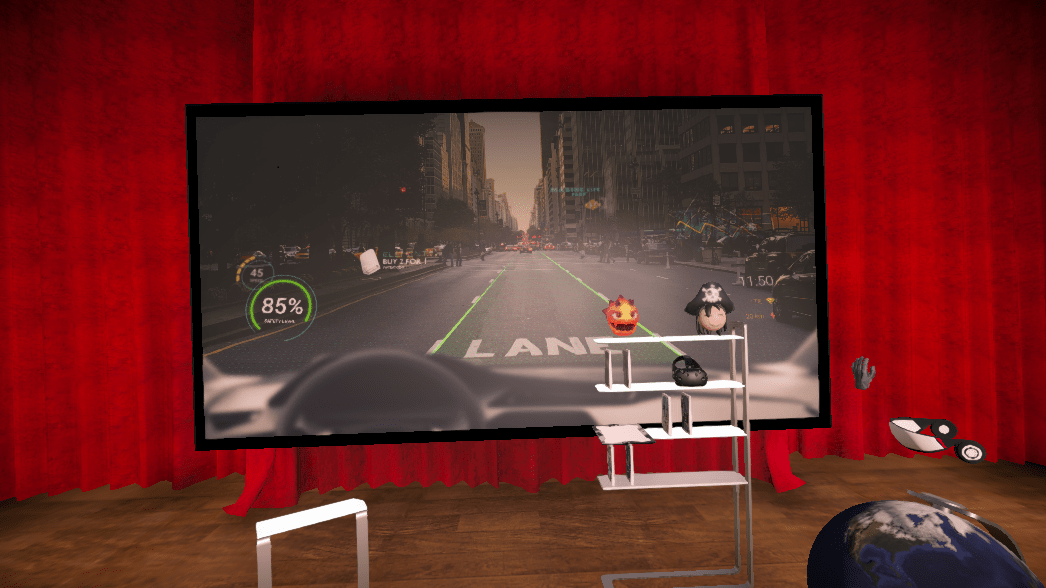 Displaying media on the virtual screen